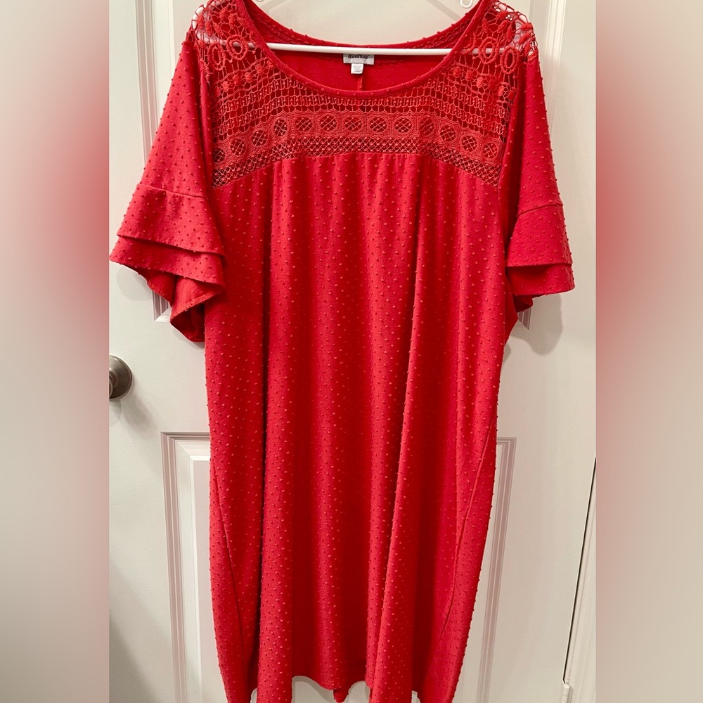 Avenue Dress Crochet Top Short Bell Sleeves Textured Women's Plus 26/28 #5194